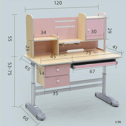 Height Adjustable Children Kids Ergonomic Study Desk Only 120cm Pink AU - TRENDZ