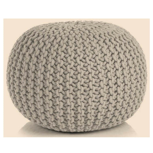 Braided Ottoman Pouffe Footstool Hand Knitted (Beige) - TRENDZ