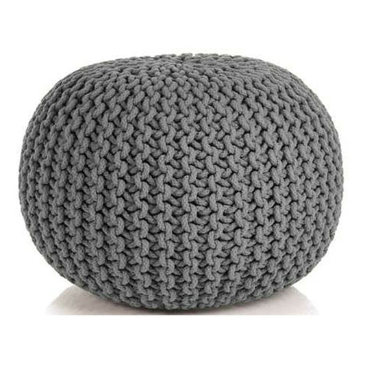 Braided Ottoman Pouffe Footstool Hand Knitted (Grey) - TRENDZ