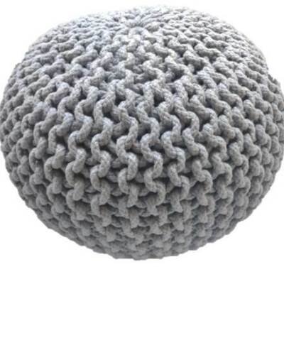 Braided Ottoman Pouffe Footstool Hand Knitted (Light Grey) - TRENDZ