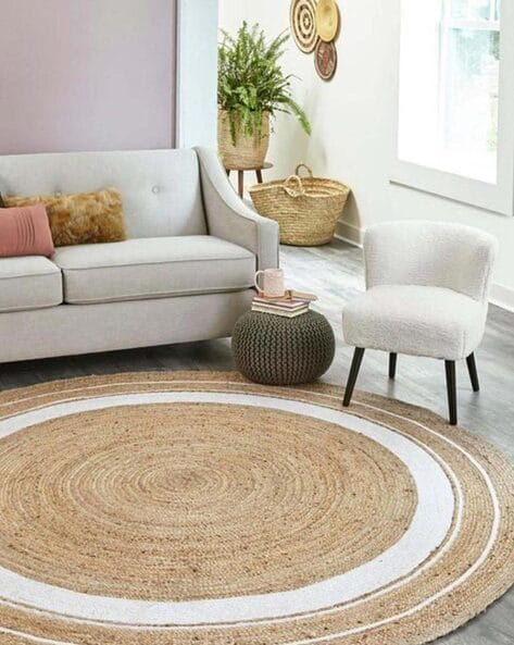 Sustainable Jute Round Rug | Decorative Floor 120 cm Rug - TRENDZ