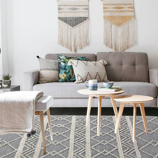 Boho Style Hand Loomed Recycle Cotton Wool Woven Design Rug 150 x 200 cm - TRENDZ