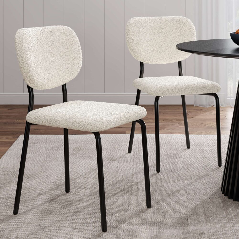 White Whisper Teddy Fabric Dining Duo - TRENDZ