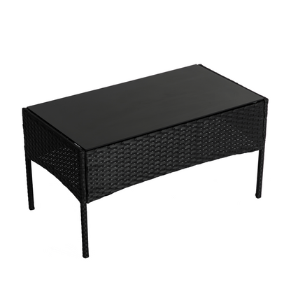 4 Seater Wicker Outdoor Lounge Set-Black
