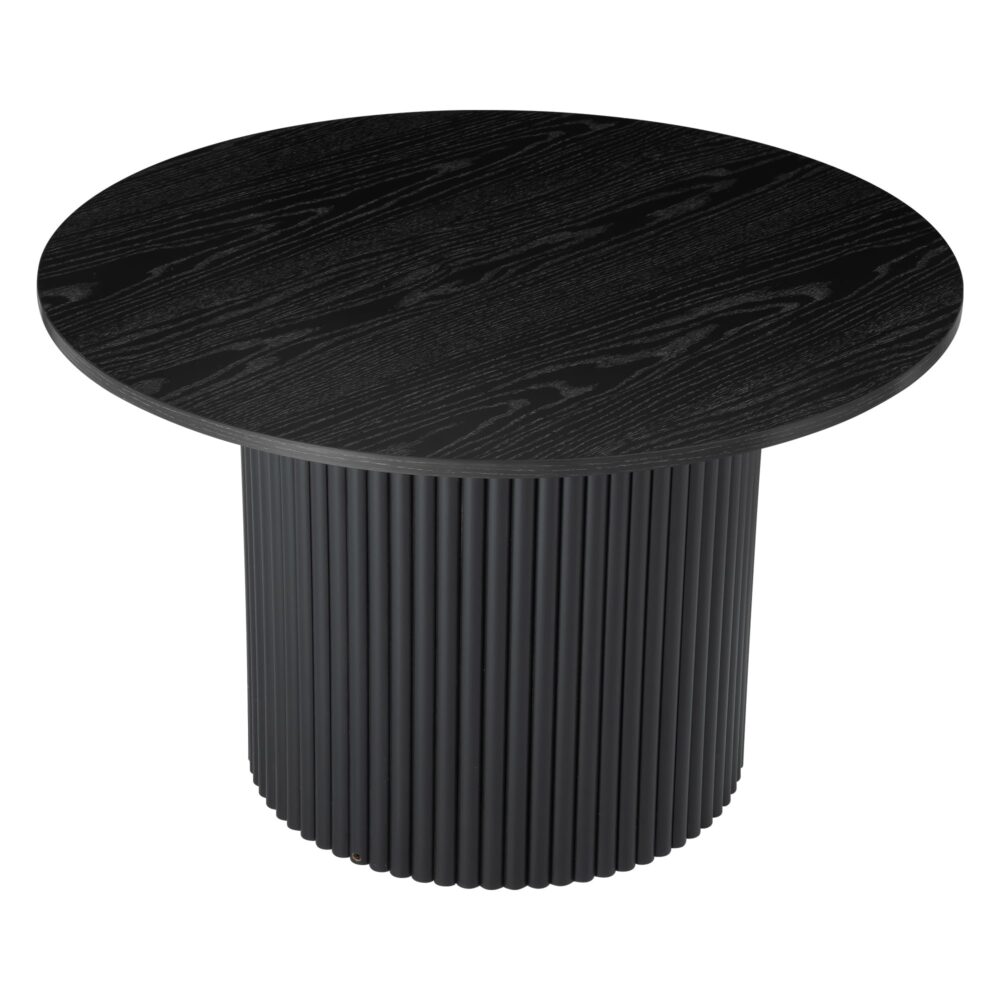 Luxe Black Ribbed Texture Wooden Coffee Table - TRENDZ