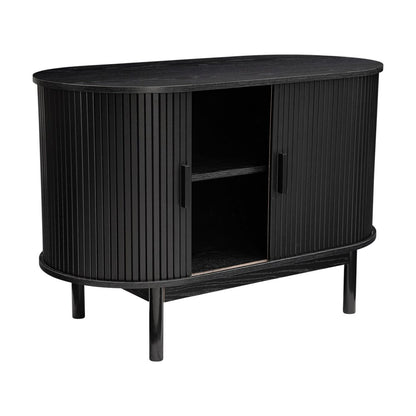 Mid-Century Black Ribbed Sideboard Cabinet - TRENDZ
