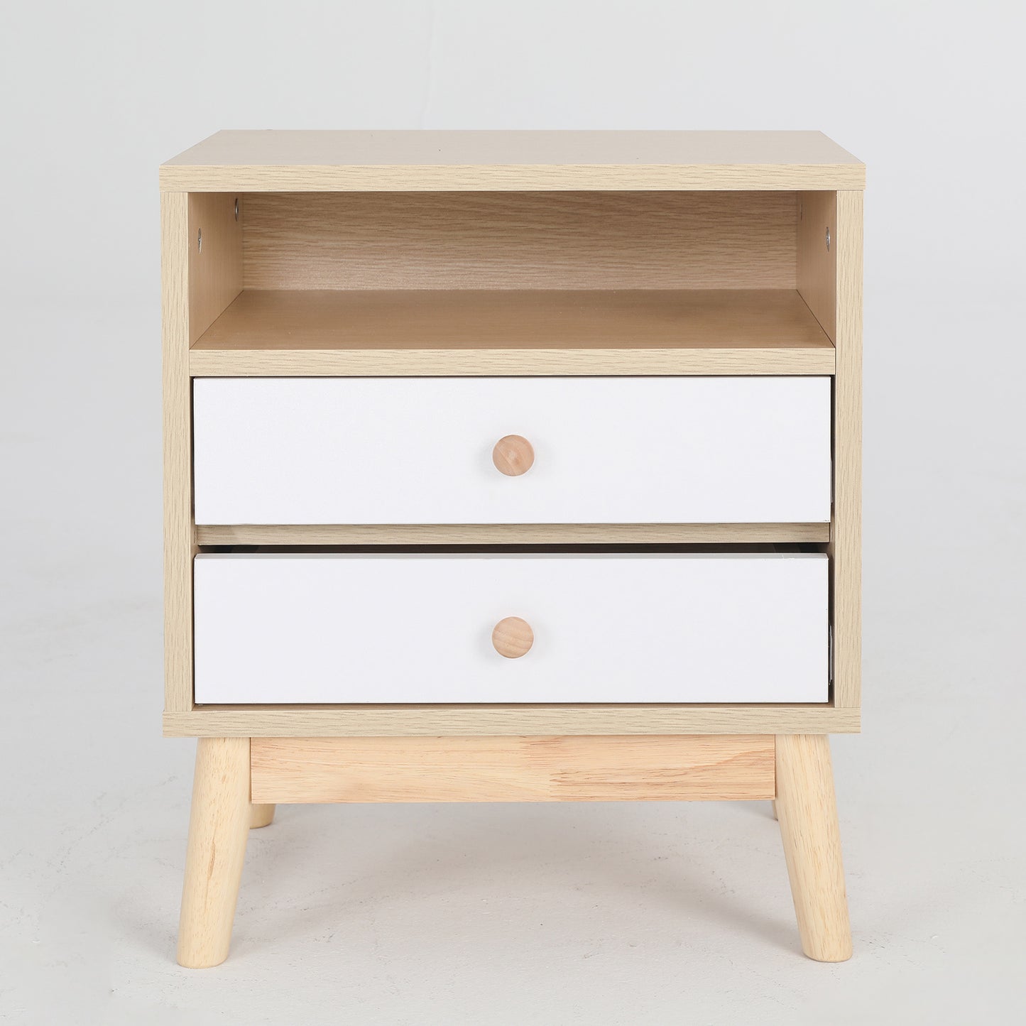 Bedside Table Side Storage Cabinet Nightstand Bedroom 2 Drawer ANYA OAK - TRENDZ