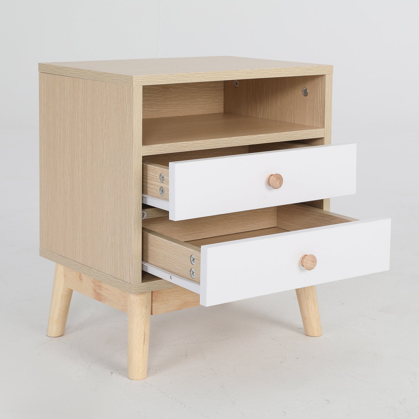 Bedside Table Side Storage Cabinet Nightstand Bedroom 2 Drawer ANYA OAK - TRENDZ