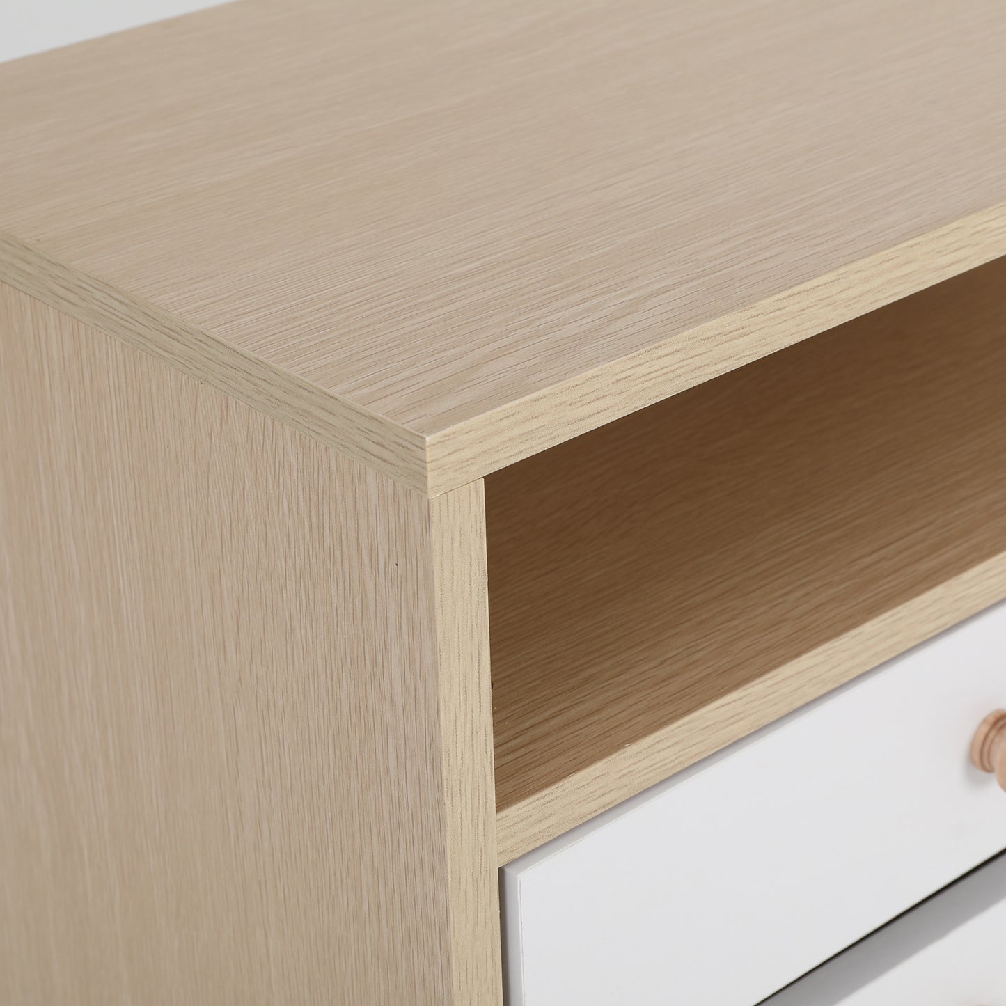 Bedside Table Side Storage Cabinet Nightstand Bedroom 2 Drawer ANYA OAK - TRENDZ