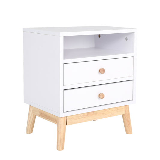 Bedside Table Side Storage Cabinet Nightstand Bedroom 2 Drawer ANYA - WHITE - TRENDZ