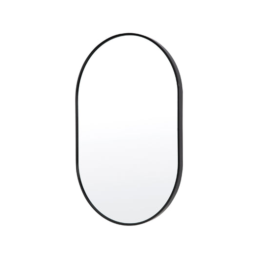 Wall Mirror Oval Aluminum Frame Bathroom 50x75cm BLACK - TRENDZ
