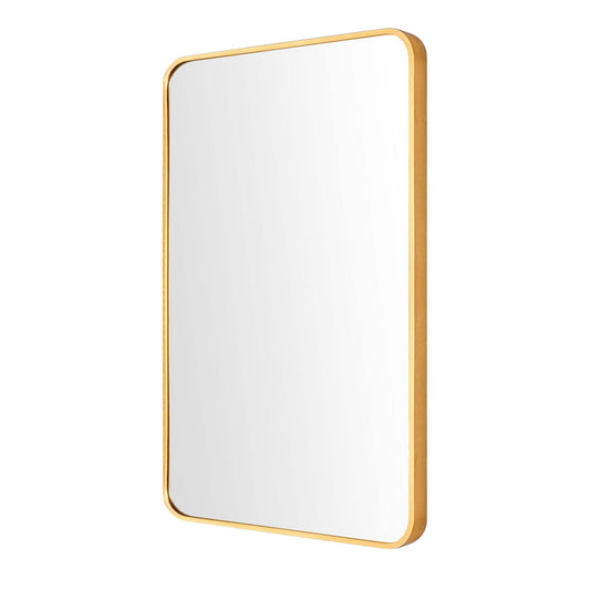 Wall Mirror Rectangular Aluminum Frame Bathroom 60x80cm GOLD - TRENDZ