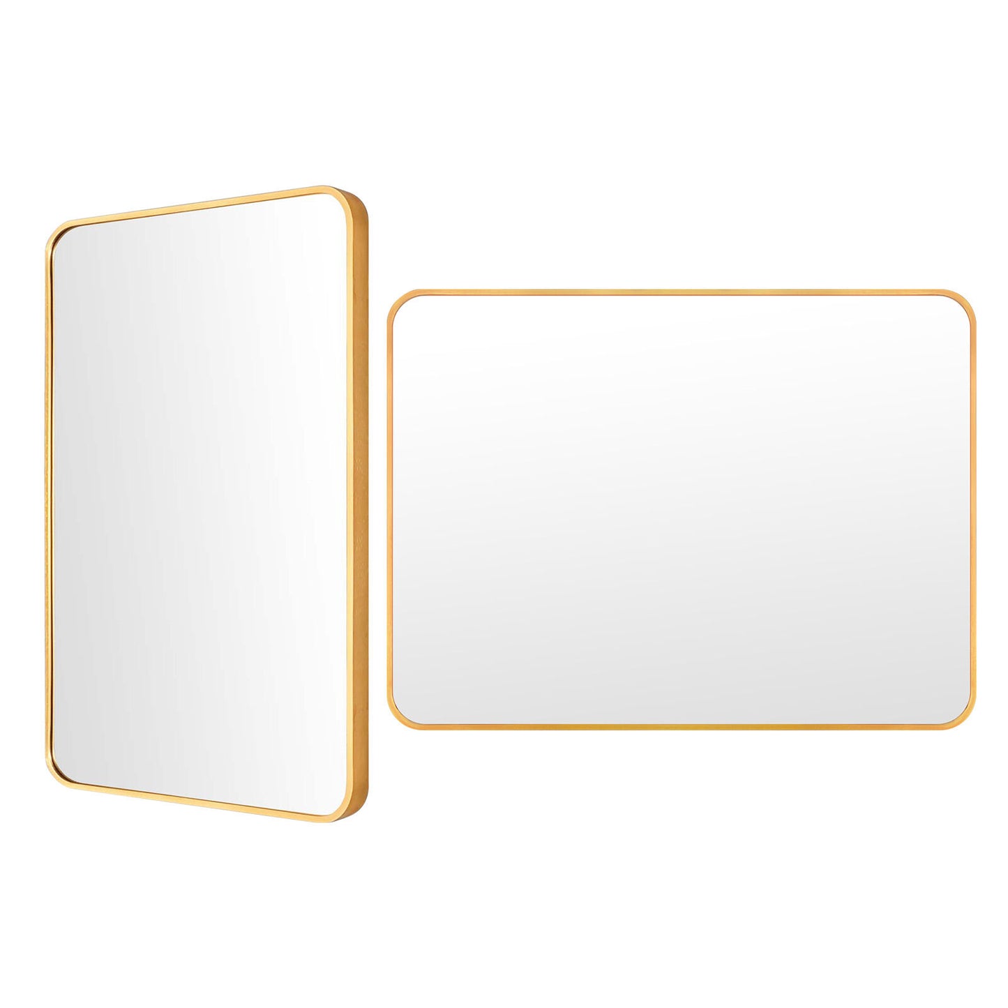 Wall Mirror Rectangular Aluminum Frame Bathroom 60x80cm GOLD - TRENDZ