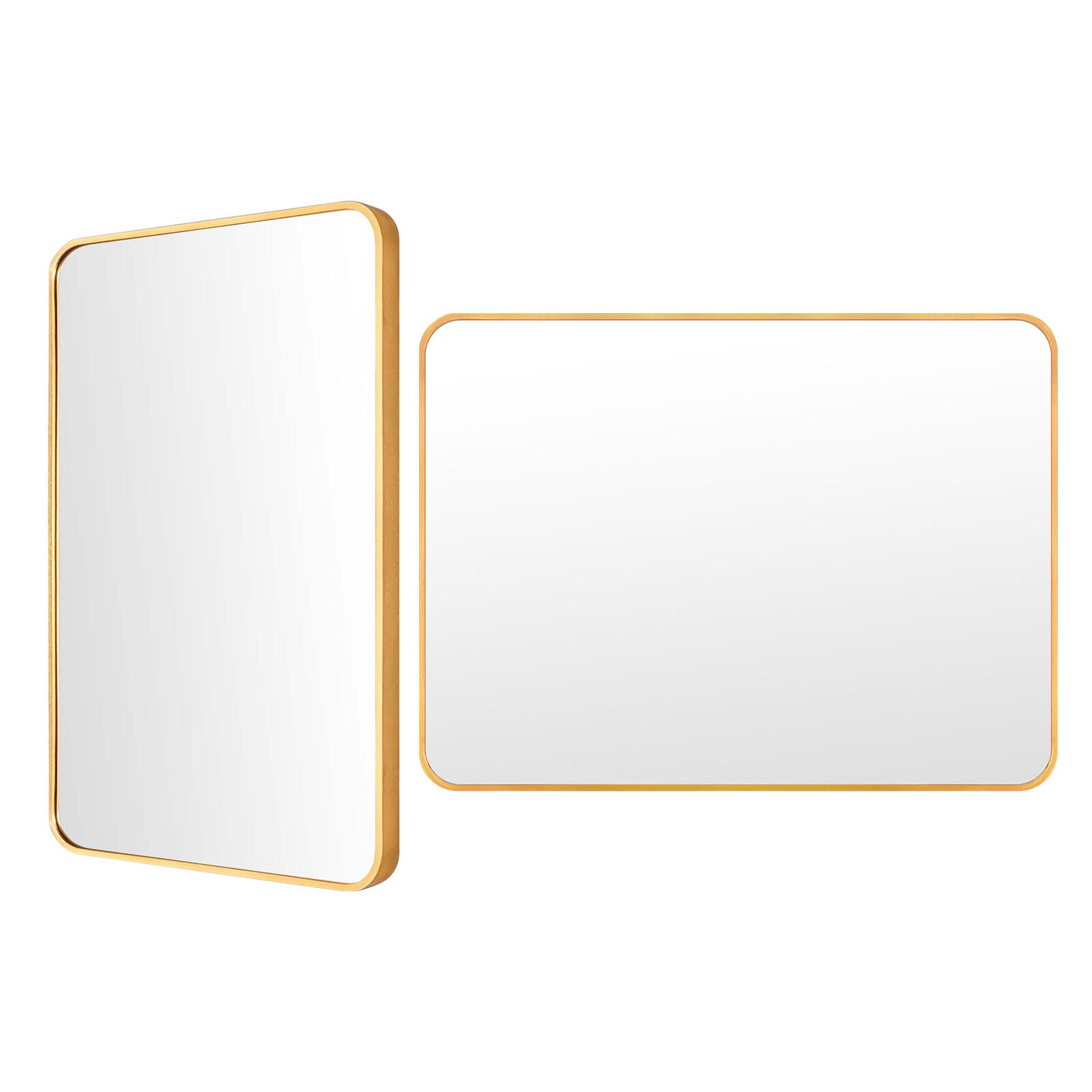 Wall Mirror Rectangular Aluminum Frame Bathroom 60x80cm GOLD - TRENDZ