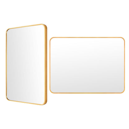 Wall Mirror Rectangular Aluminum Frame Bathroom 60x80cm GOLD - TRENDZ