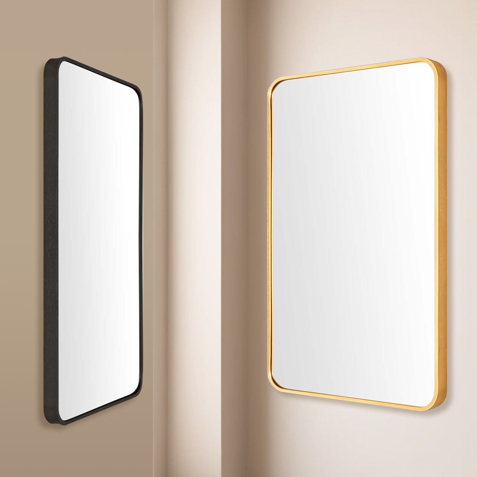 Wall Mirror Rectangular Aluminum Frame Bathroom 60x80cm GOLD - TRENDZ