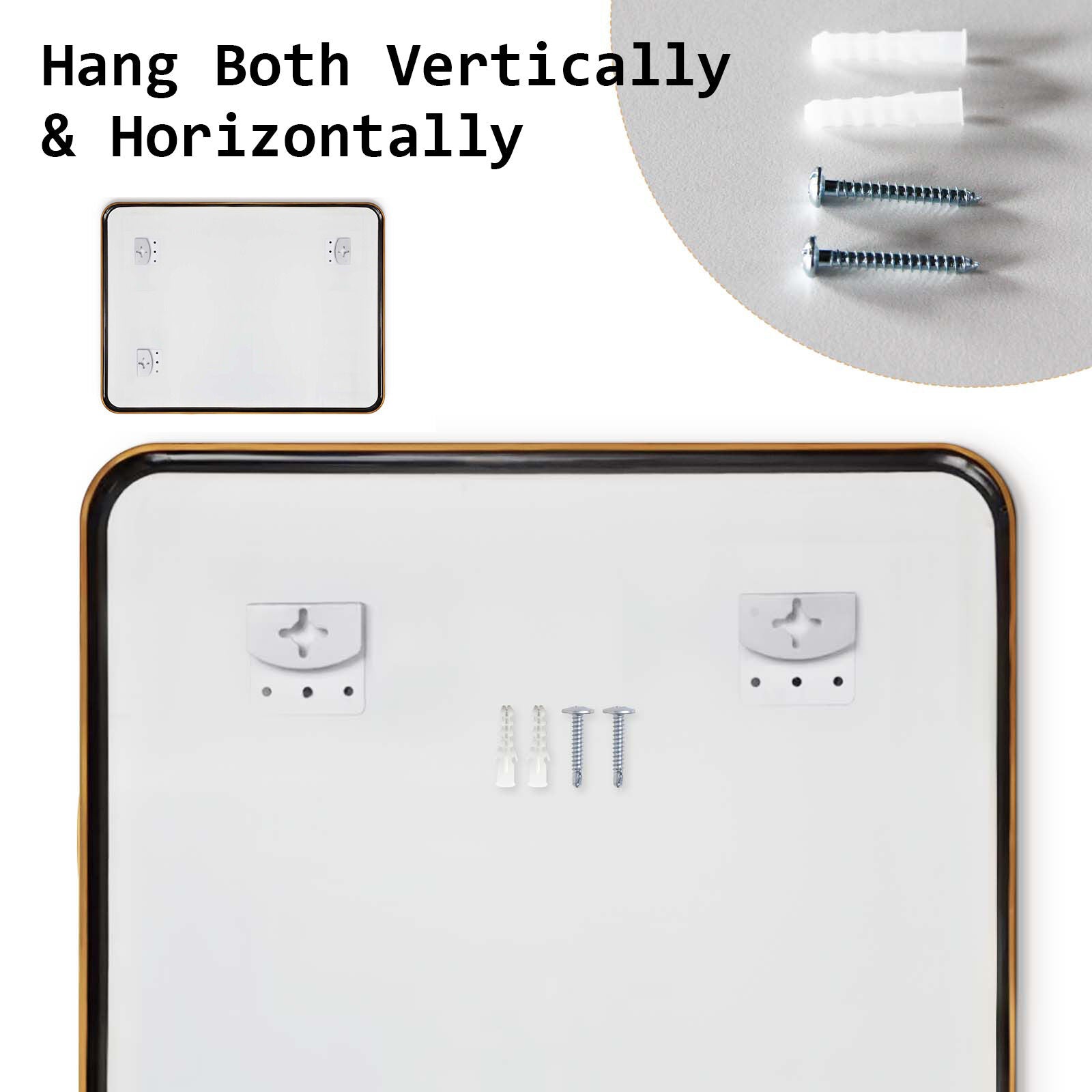 Wall Mirror Rectangular Aluminum Frame Bathroom 60x80cm GOLD - TRENDZ