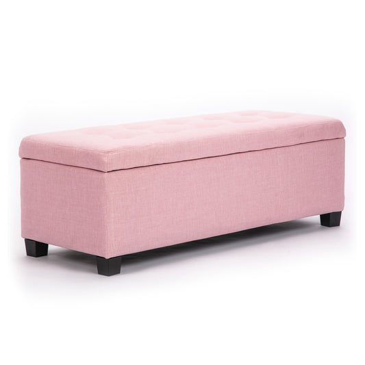 Storage Ottoman Stool 102cm Fabric PINK - TRENDZ