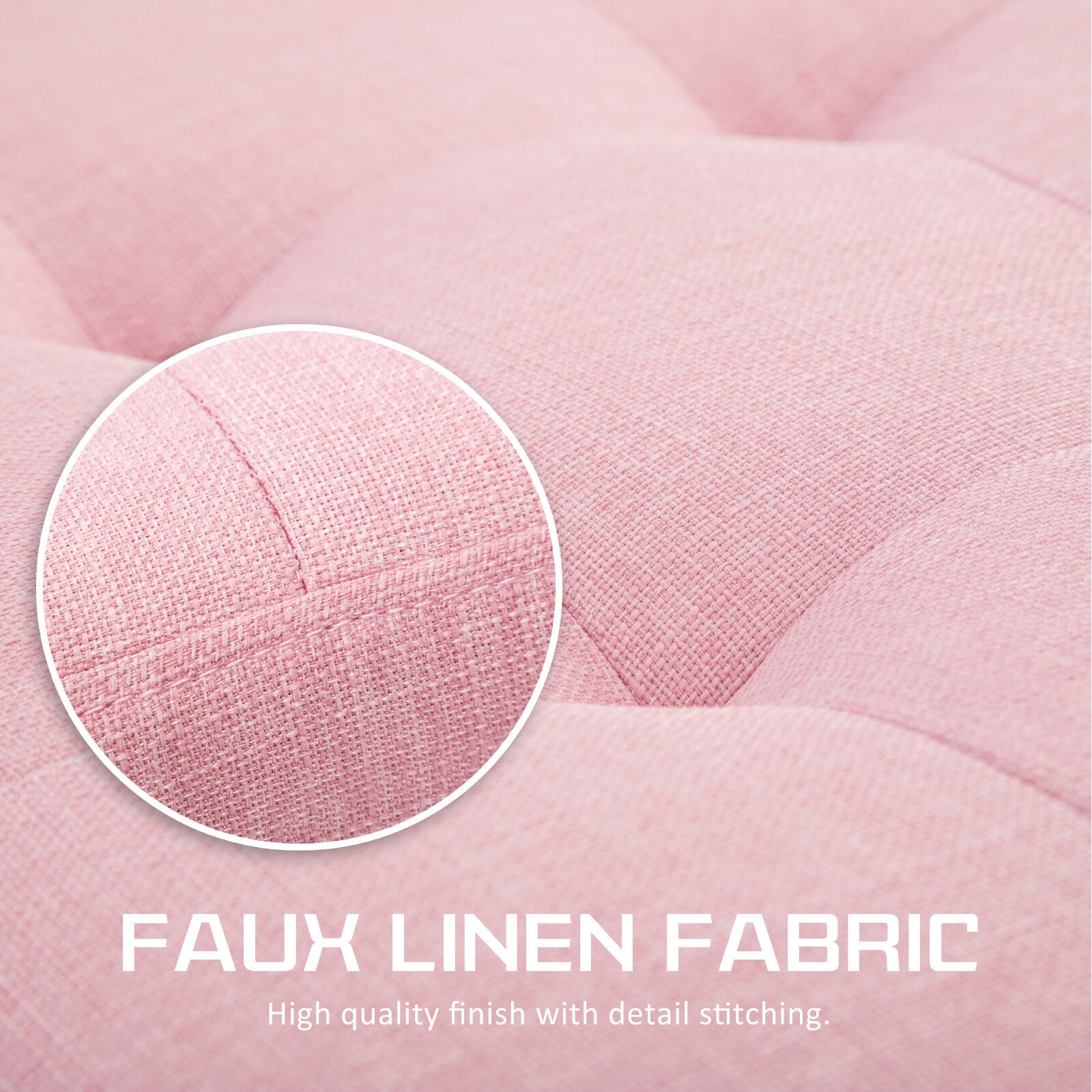 Storage Ottoman Stool 102cm Fabric PINK - TRENDZ