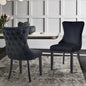 Paris Black Velvet and black Rubberwood Upholstered Dining Chairs Tufted Back -Set of 2 - TRENDZ