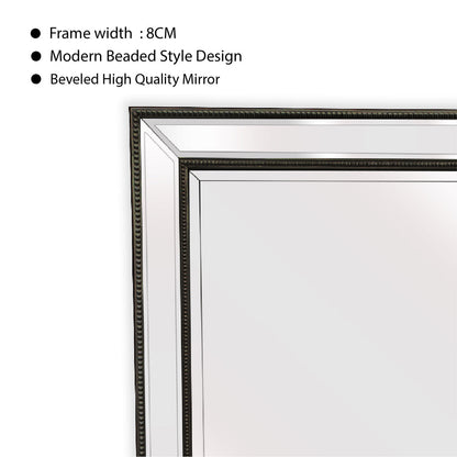 Black Beaded Framed Mirror - Rectangle 80cm x 110cm - TRENDZ