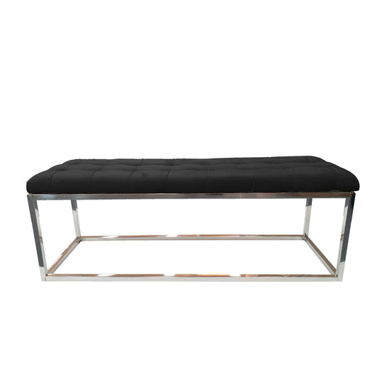 Holly Ottoman Silver Base - Black Seat - TRENDZ