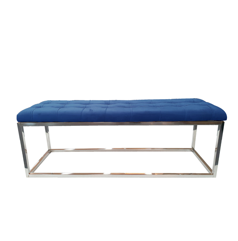 Holly Ottoman Silver Base - Blue Seat - TRENDZ