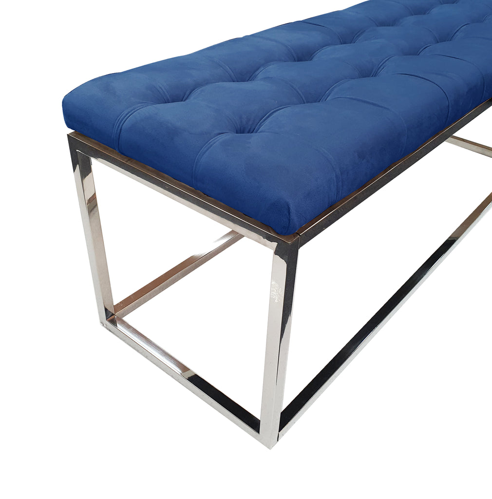 Holly Ottoman Silver Base - Blue Seat - TRENDZ