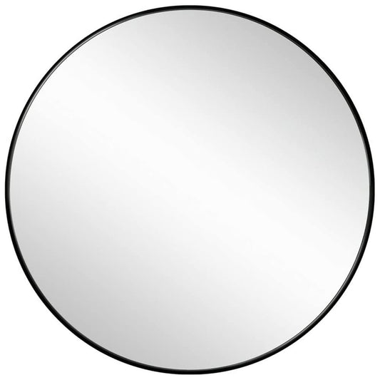 Slim Design 50CM Black Bathroom, Living Room, Hallway Mirror Round Mirror Wall Decor Metal Frame - TRENDZ