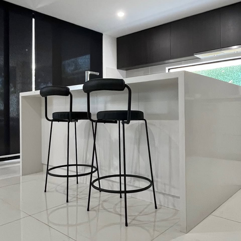 Interior Ave - Calipo Black Leather Kitchen Bar Stool - Set of 2 - TRENDZ