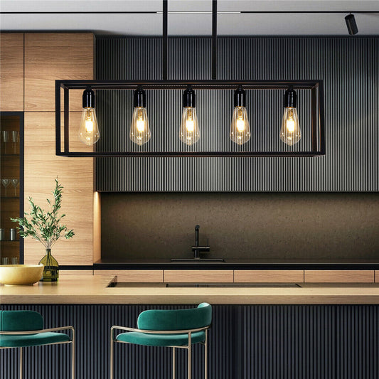 Interior Ave Industrial 5-Light Chandelier – Black Farmhouse Ceiling Fixture
