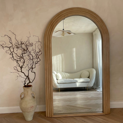 Sierra Arched Step Mirror – Sculptural Oak Wood Statement Piece