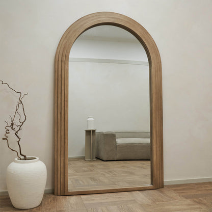 Sierra Arched Step Mirror – Sculptural Oak Wood Statement Piece