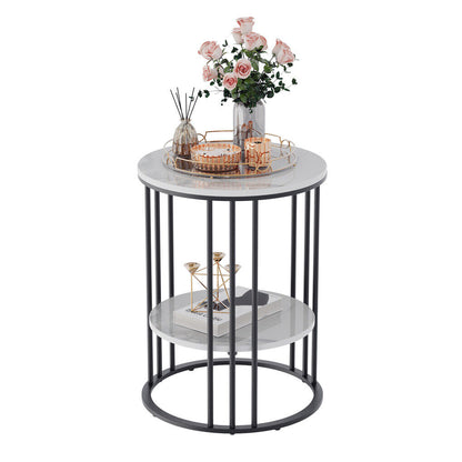 Interior Ave - Cleo Black Two Shelf Stone Side Table - TRENDZ