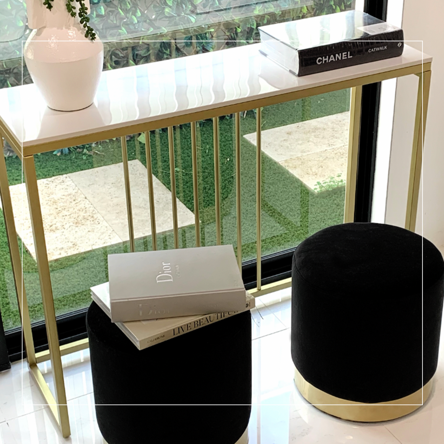 Interior Ave - Stone Marble Console - Marble & Gold - TRENDZ