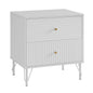 Lisa Wavy Fluted Bedside Table in White - TRENDZ