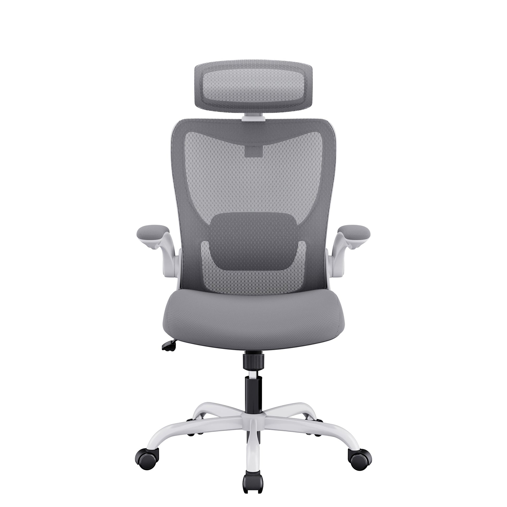 MONA Ergonomic High Back Flipped Armrest Task Chair In Grey - TRENDZ