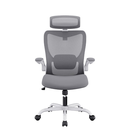MONA Ergonomic High Back Flipped Armrest Task Chair In Grey - TRENDZ
