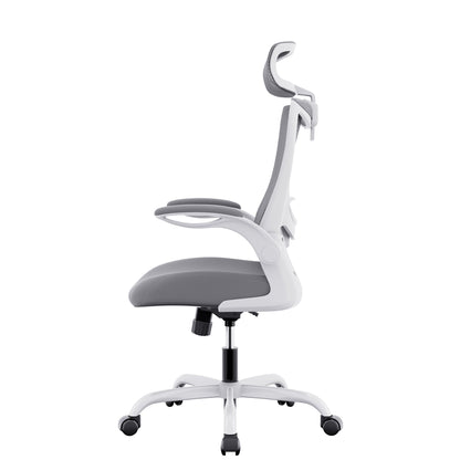 MONA Ergonomic High Back Flipped Armrest Task Chair In Grey - TRENDZ
