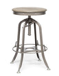 Industrial Height Adjustable Swivel Bar Stool with Oak Wood Top - Grey Finish - TRENDZ