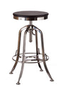 Industrial Wooden Height Adjustable Swivel Bar Stool - Nickel Black - TRENDZ