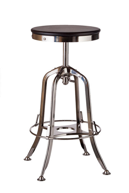 Industrial Wooden Height Adjustable Swivel Bar Stool - Nickel Black - TRENDZ