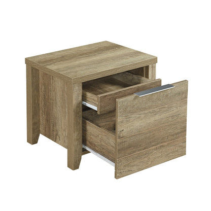 4 Pieces Bedroom Suite Natural Wood Like MDF Structure Queen Size Oak Colour Bed, Bedside Table & Dresser - TRENDZ