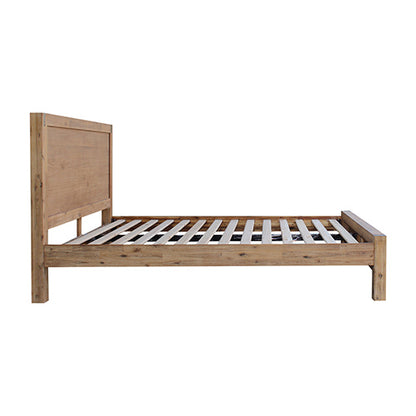 Bed Frame Single Size in Solid Wood Veneered Acacia Bedroom Timber Slat in Oak - TRENDZ