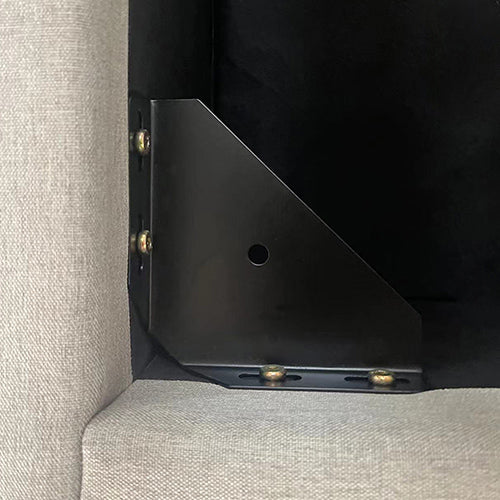 Veronica Bed Frame Queen Size Winged Grey Linen Fabric Seam Grid Pattern with gas lift plywood metal structure - TRENDZ