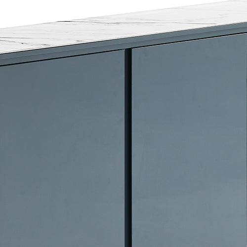 Buffet MDF Glossy Surface Ceramic Top Dark Blue Storage Cabinet - TRENDZ