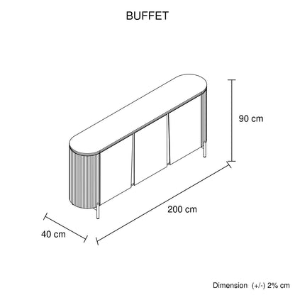 Buffet MDF Glossy Surface Ceramic Top Dark Blue Storage Cabinet - TRENDZ