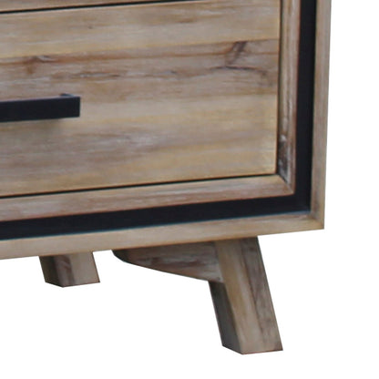 Dresser with 6 Storage Drawers in Solid Acacia With Mirror in Silver Brush Colour - TRENDZ