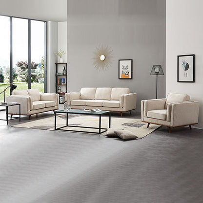 3+2+1 Seater Sofa Beige Fabric Lounge Set for Living Room Couch with Wooden Frame - TRENDZ