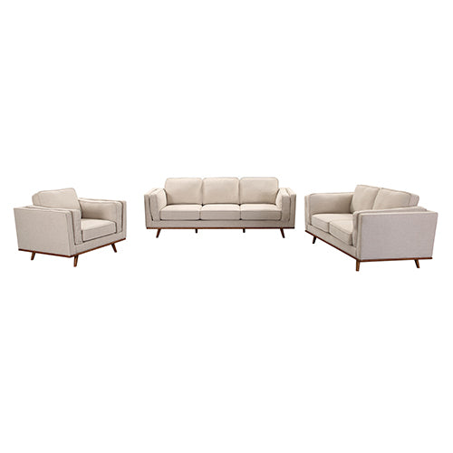 3+2+1 Seater Sofa Beige Fabric Lounge Set for Living Room Couch with Wooden Frame - TRENDZ